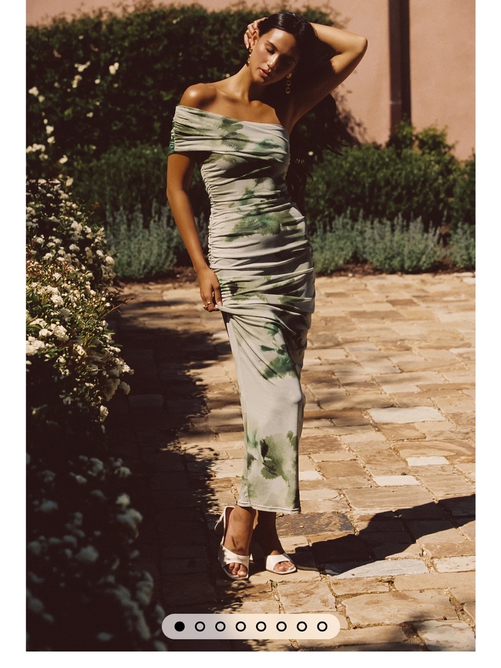 Skatie One-Shoulder Green Tie-Dye Midi Dress